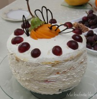 tort tęczowy bita śmietana kolorowy biszkopt urodzinowy